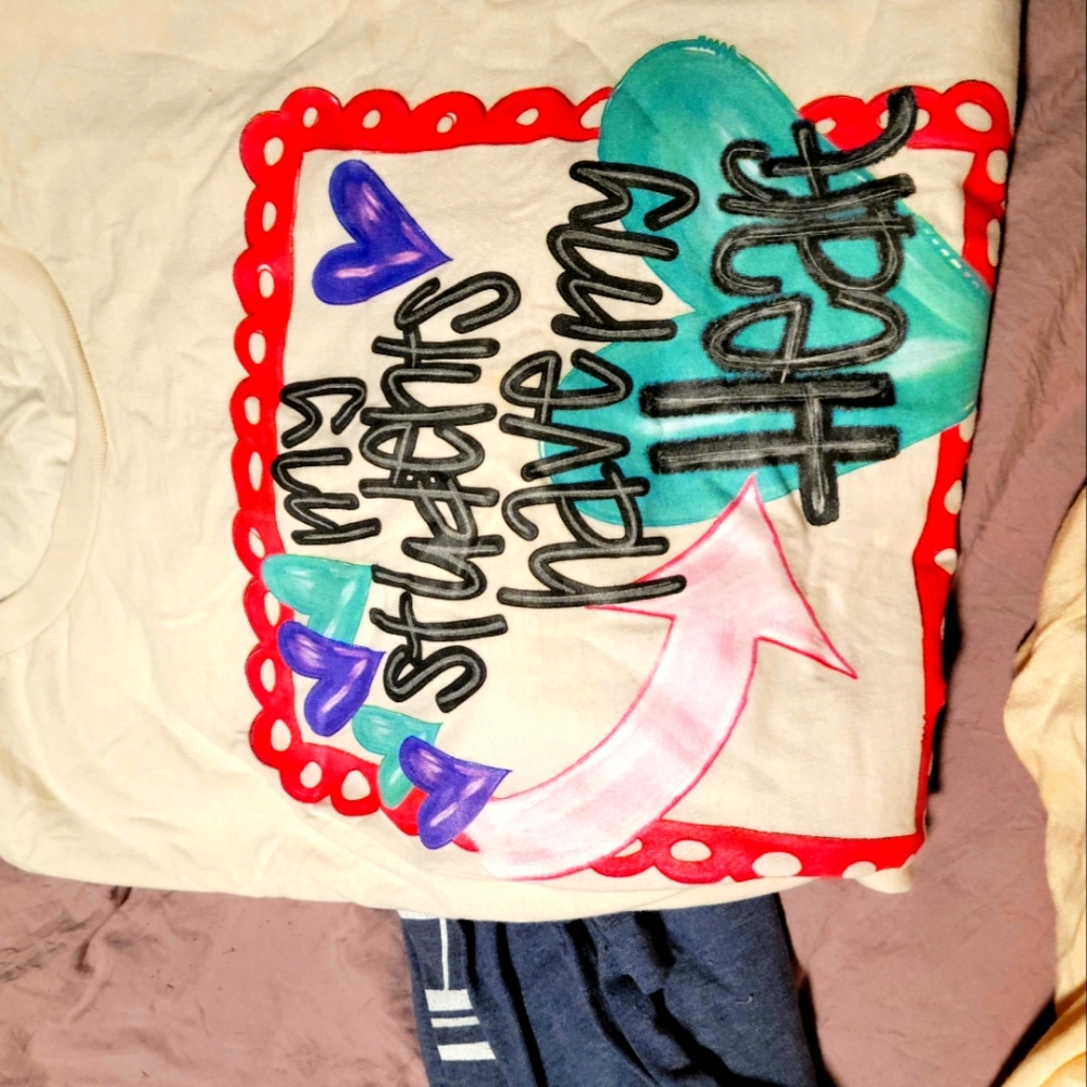 Size large colorful teacher tshirt